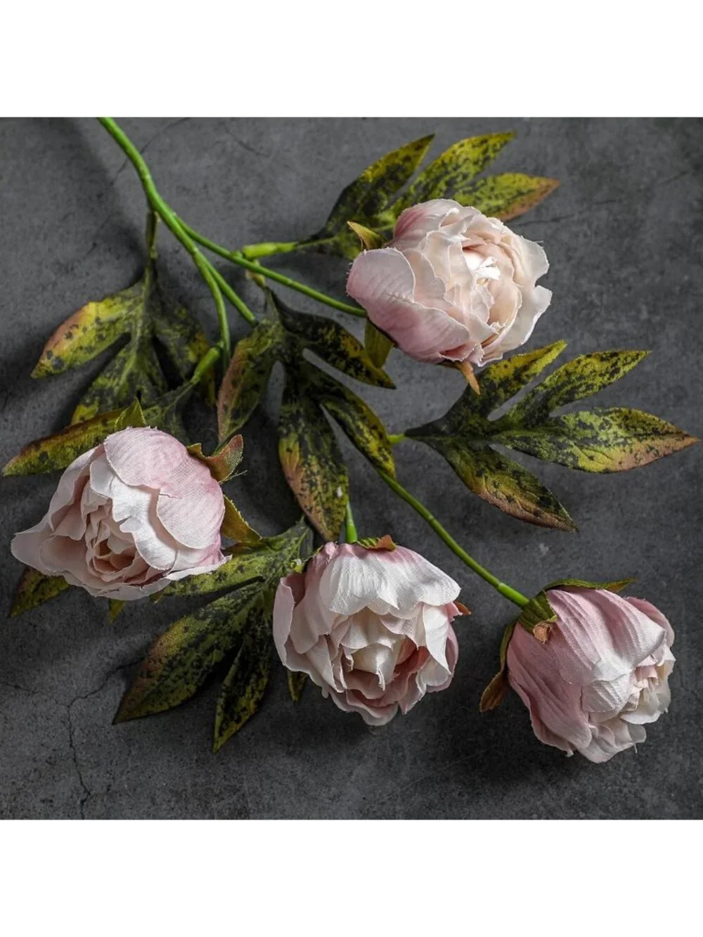 Elegant Faux Silk Peony Flowers - 8 Pcs Stem for Home Decor, Brownish Vases